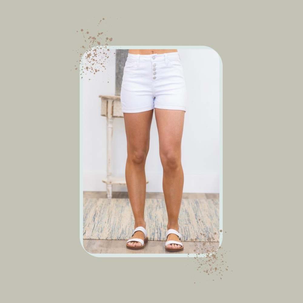 YMI White Curvy Button Fly Jeans Shorts - Size 11/30. Ultra High - New W/Tags